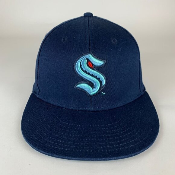 Seattle Kraken NHL Navy Blue Adidas Snapback Hat - Picture 2 of 4